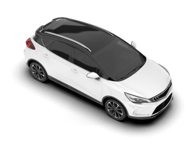 Arka planda izole edilmiş beyaz modern araba. 3d görüntüleme - illüstrasyon