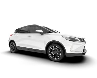 Arka planda izole edilmiş beyaz modern araba. 3d görüntüleme - illüstrasyon