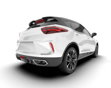 Arka planda izole edilmiş beyaz modern araba. 3d görüntüleme - illüstrasyon