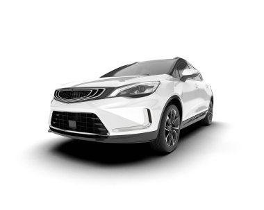 Arka planda izole edilmiş beyaz modern araba. 3d görüntüleme - illüstrasyon