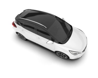 Arka planda izole edilmiş beyaz modern araba. 3d görüntüleme - illüstrasyon