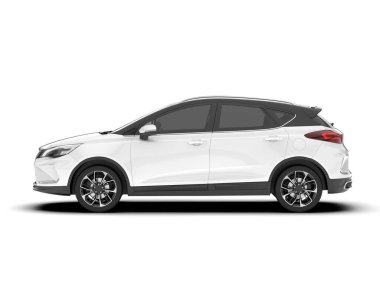 Arka planda izole edilmiş beyaz modern araba. 3d görüntüleme - illüstrasyon