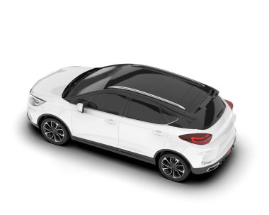 Arka planda izole edilmiş beyaz modern araba. 3d görüntüleme - illüstrasyon