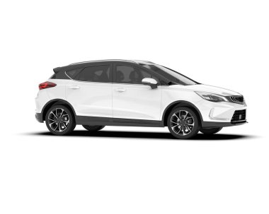 Arka planda izole edilmiş beyaz modern araba. 3d görüntüleme - illüstrasyon