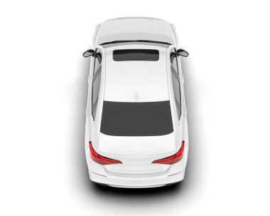 Arka planda izole edilmiş beyaz modern araba. 3d görüntüleme - illüstrasyon