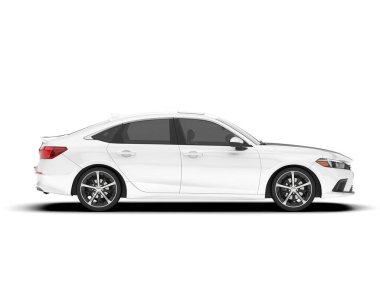 Arka planda izole edilmiş beyaz modern araba. 3d görüntüleme - illüstrasyon