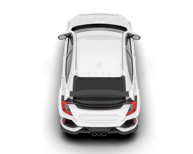 Arka planda izole edilmiş beyaz modern araba. 3d görüntüleme - illüstrasyon