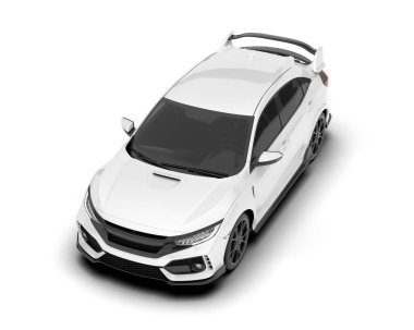 Arka planda izole edilmiş beyaz modern araba. 3d görüntüleme - illüstrasyon