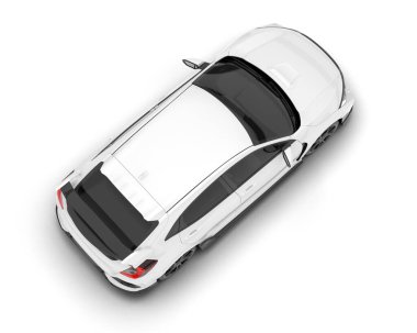 Arka planda izole edilmiş beyaz modern araba. 3d görüntüleme - illüstrasyon
