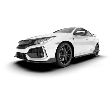 Arka planda izole edilmiş beyaz modern araba. 3d görüntüleme - illüstrasyon