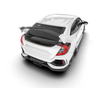 Arka planda izole edilmiş beyaz modern araba. 3d görüntüleme - illüstrasyon