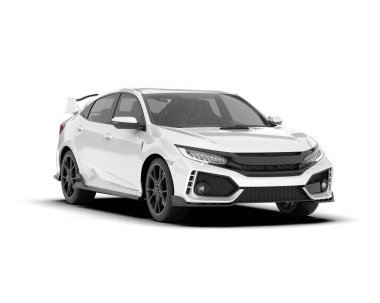 Arka planda izole edilmiş beyaz modern araba. 3d görüntüleme - illüstrasyon