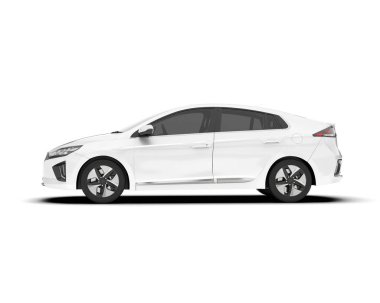 Arka planda izole edilmiş beyaz modern araba. 3d görüntüleme - illüstrasyon