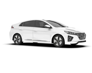 Arka planda izole edilmiş beyaz modern araba. 3d görüntüleme - illüstrasyon