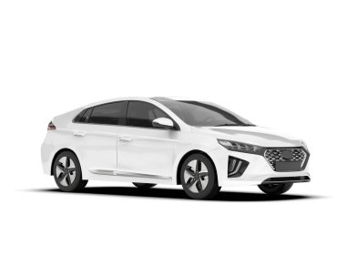 Arka planda izole edilmiş beyaz modern araba. 3d görüntüleme - illüstrasyon