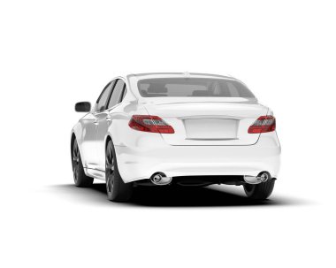 Arka planda izole edilmiş beyaz modern araba. 3d görüntüleme - illüstrasyon