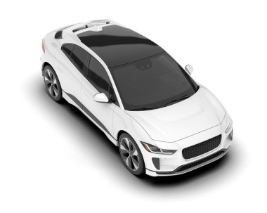 Arka planda izole edilmiş beyaz modern araba. 3d görüntüleme - illüstrasyon