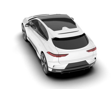 Arka planda izole edilmiş beyaz modern araba. 3d görüntüleme - illüstrasyon