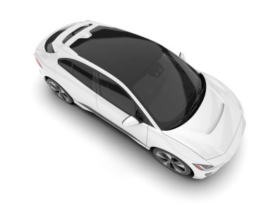 Arka planda izole edilmiş beyaz modern araba. 3d görüntüleme - illüstrasyon