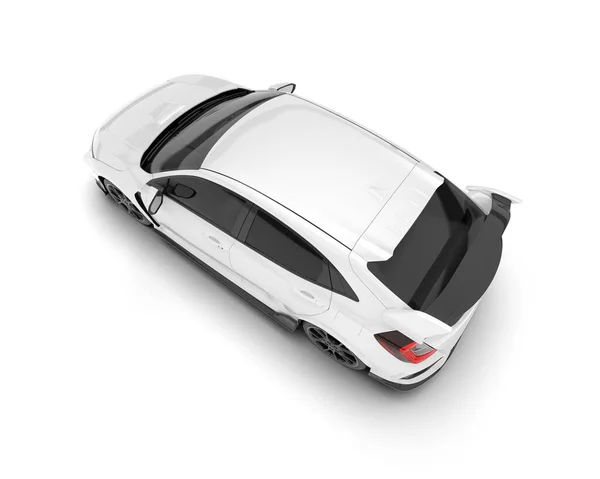 Carro Moderno Branco Isolado Fundo Renderização Ilustração — Fotografia de Stock