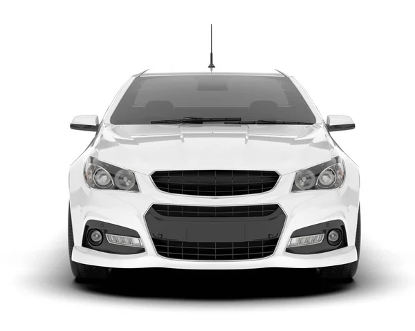 白色的现代汽车在背景上与世隔绝 3D渲染 — 图库照片#