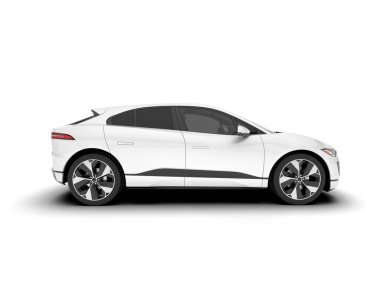 Arka planda izole edilmiş beyaz modern araba. 3d görüntüleme - illüstrasyon