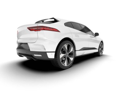 Arka planda izole edilmiş beyaz modern araba. 3d görüntüleme - illüstrasyon