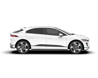 Arka planda izole edilmiş beyaz modern araba. 3d görüntüleme - illüstrasyon