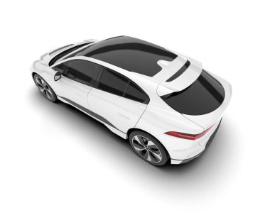 Arka planda izole edilmiş beyaz modern araba. 3d görüntüleme - illüstrasyon