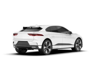 Arka planda izole edilmiş beyaz modern araba. 3d görüntüleme - illüstrasyon