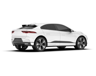 Arka planda izole edilmiş beyaz modern araba. 3d görüntüleme - illüstrasyon