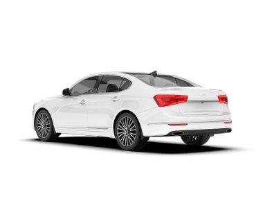 Arka planda izole edilmiş beyaz modern araba. 3d görüntüleme - illüstrasyon