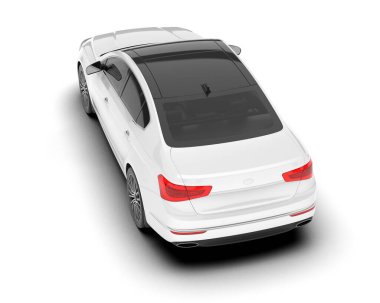 Arka planda izole edilmiş beyaz modern araba. 3d görüntüleme - illüstrasyon