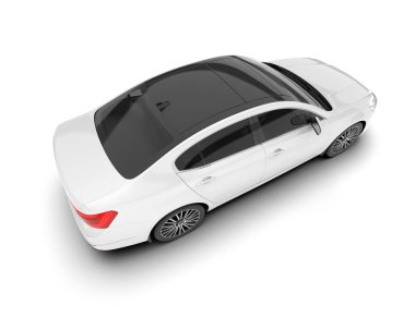 Arka planda izole edilmiş beyaz modern araba. 3d görüntüleme - illüstrasyon