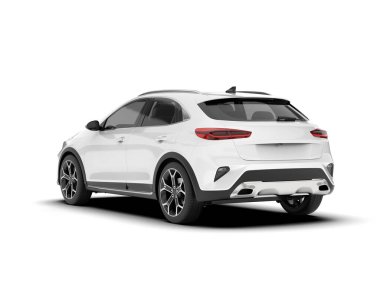 Arka planda izole edilmiş beyaz modern araba. 3d görüntüleme - illüstrasyon