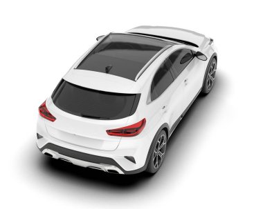 Arka planda izole edilmiş beyaz modern araba. 3d görüntüleme - illüstrasyon