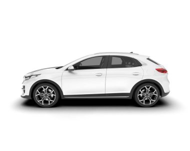 Arka planda izole edilmiş beyaz modern araba. 3d görüntüleme - illüstrasyon