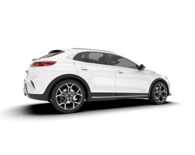 Arka planda izole edilmiş beyaz modern araba. 3d görüntüleme - illüstrasyon