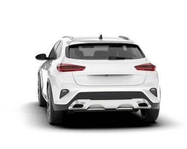 Arka planda izole edilmiş beyaz modern araba. 3d görüntüleme - illüstrasyon