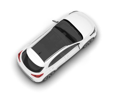 Arka planda izole edilmiş beyaz modern araba. 3d görüntüleme - illüstrasyon