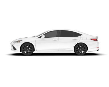 Arka planda izole edilmiş beyaz modern araba. 3d görüntüleme - illüstrasyon