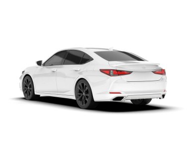 Arka planda izole edilmiş beyaz modern araba. 3d görüntüleme - illüstrasyon