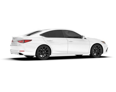 Arka planda izole edilmiş beyaz modern araba. 3d görüntüleme - illüstrasyon