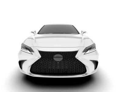 Arka planda izole edilmiş beyaz modern araba. 3d görüntüleme - illüstrasyon