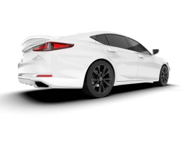 Arka planda izole edilmiş beyaz modern araba. 3d görüntüleme - illüstrasyon