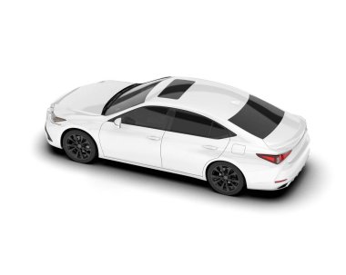 Arka planda izole edilmiş beyaz modern araba. 3d görüntüleme - illüstrasyon