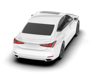 Arka planda izole edilmiş beyaz modern araba. 3d görüntüleme - illüstrasyon