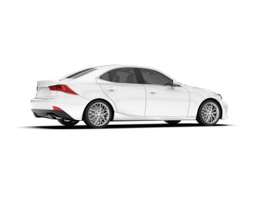 Arka planda izole edilmiş beyaz modern araba. 3d görüntüleme - illüstrasyon