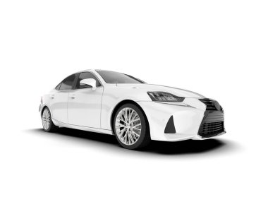 Arka planda izole edilmiş beyaz modern araba. 3d görüntüleme - illüstrasyon