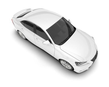 Arka planda izole edilmiş beyaz modern araba. 3d görüntüleme - illüstrasyon